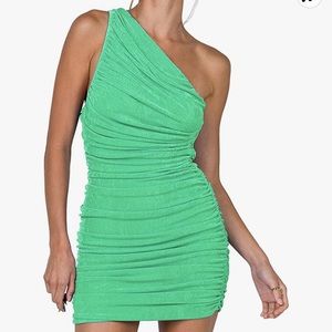 Green one shoulder dress
